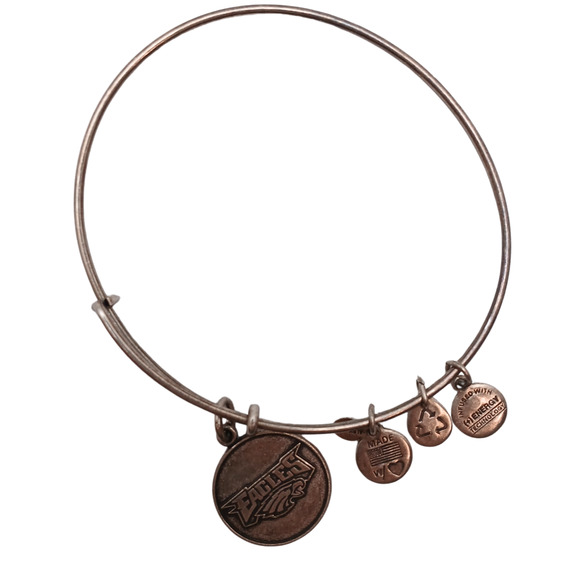 Alex and Ani 20173 Silver Tone NFL Eagles Charm Bangle Bracelet Adjustable - Picture 3 of 8